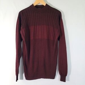 MANO Italy Men's Crewneck Ribbed Knit Sweater Sz L Brown Cotton Blend Cozy